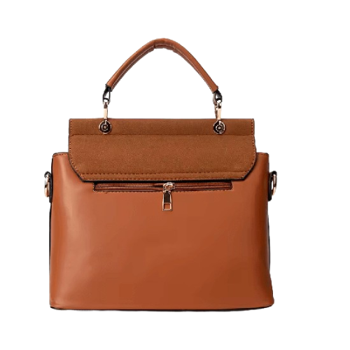 Alvera Wear Tan Brown Buckle Accent Satchel Crossbody Handbag