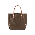 Alvera Wear Dark Brown Leather Tote Bag with Tan Straps