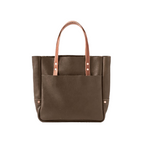 Alvera Wear Dark Brown Leather Tote Bag with Tan Straps