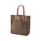 Alvera Wear Dark Brown Leather Tote Bag with Tan Straps