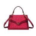 Alvera Wear Hot Pink Ostrich Embossed Leather Satchel Handbag