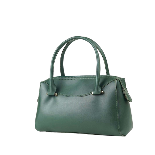 Alvera Wear Dark Green Leather Top Handle Bowling Satchel Handbag