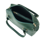 Alvera Wear Dark Green Leather Top Handle Bowling Satchel Handbag