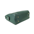Alvera Wear Dark Green Leather Top Handle Bowling Satchel Handbag