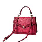 Alvera Wear Hot Pink Ostrich Embossed Leather Satchel Handbag