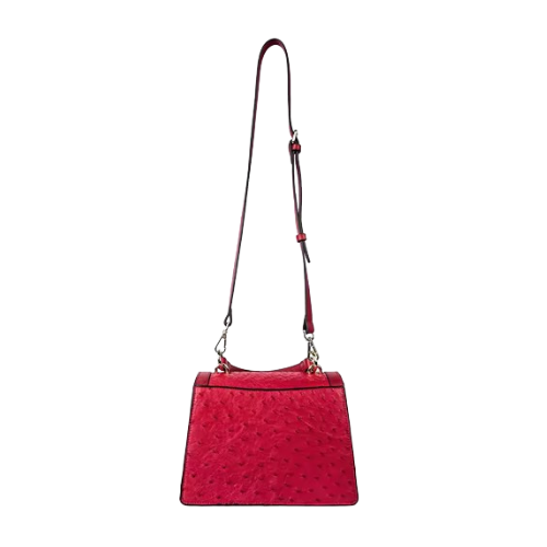 Alvera Wear Hot Pink Ostrich Embossed Leather Satchel Handbag